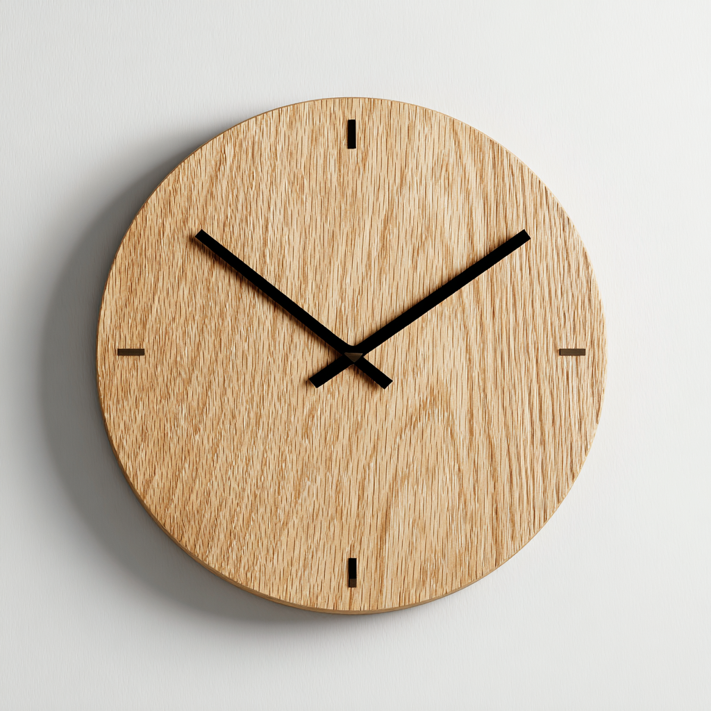 Lucon 12-inch Wooden Wall Clock - Silent Non-Ticking Minimalist Design - No Numbers - Battery Operated Decorative Clock for Living Room & Office